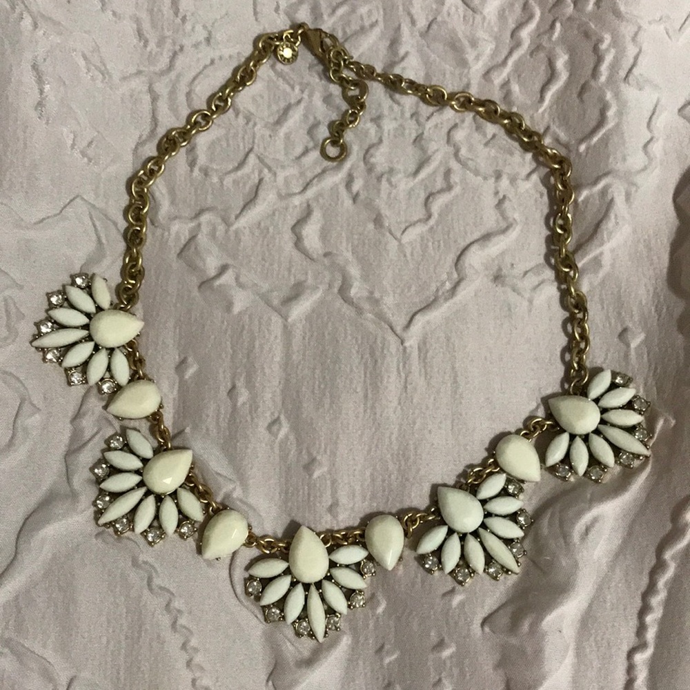 J. Crew White Crystal Statement Necklace